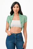 Sparkling Jacquard Cropped Shrug Top- 6 Colors