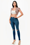 Sparkling Jacquard Cropped Shrug Top- 6 Colors