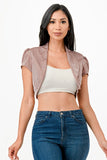 Sparkling Jacquard Cropped Shrug Top- 6 Colors