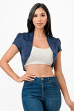 Sparkling Jacquard Cropped Shrug Top- 6 Colors