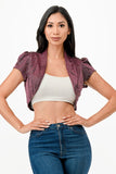 Sparkling Jacquard Cropped Shrug Top- 6 Colors