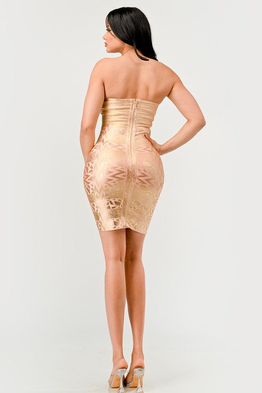Gilded Glamour Strapless Dress-2 Colors