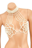 Flower Shape Pearl Body Chain-2 Colors