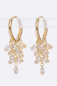 Cubic Zirconia Mix Drop Hoop Earrings-2 Colors