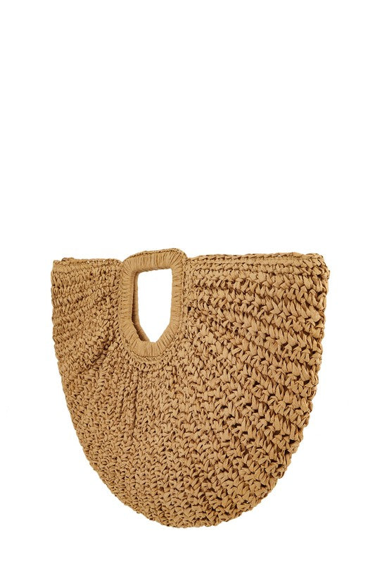 Round Shape Straw Tote Bag-2 Colors