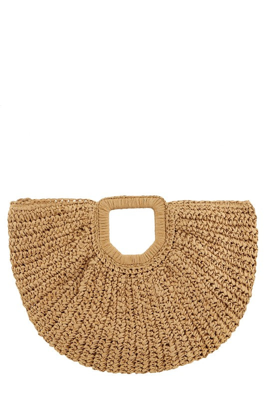 Round Shape Straw Tote Bag-2 Colors