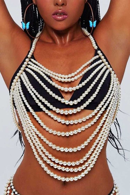 Dramatic Pearls Beaded Body Chain
