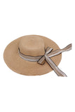 HOUNDSTOOTH RIBBON BOW STRAW SUN HAT-4 COLORS