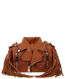 Motorcycle Jacket Fringe Crossbody Bag Satchel