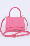 Faux Straw Top Handle Crossbody Swing Bag-3 Colors