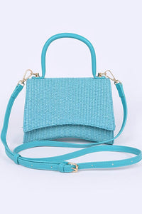 Faux Straw Top Handle Crossbody Swing Bag-3 Colors