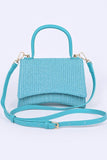 Faux Straw Top Handle Crossbody Swing Bag-3 Colors