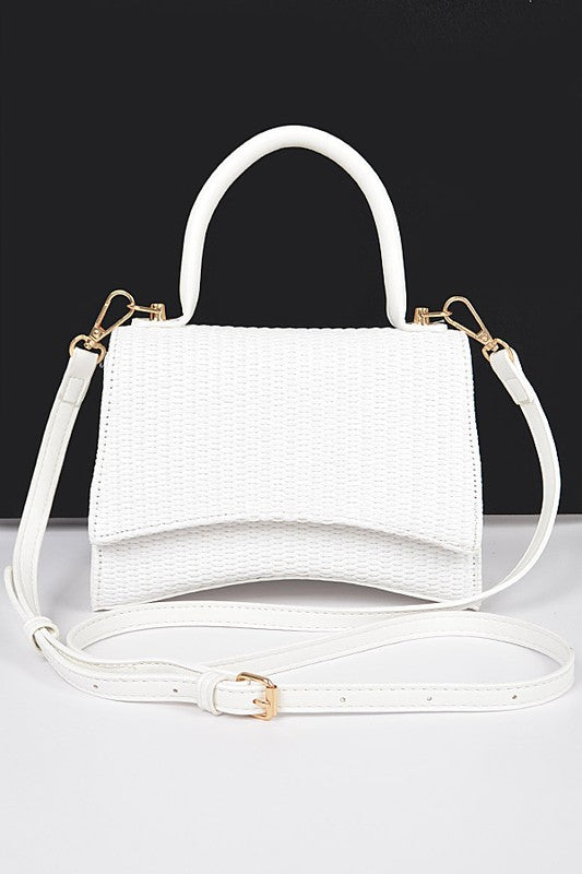 Faux Straw Top Handle Crossbody Swing Bag-3 Colors