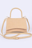 Faux Straw Top Handle Crossbody Swing Bag-3 Colors