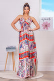 Red Multi Paisley Print Halter Maxi Dress (Pre-Order)