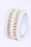 5 PC Rhinestone Pearl Convertible Stretch Bracelet