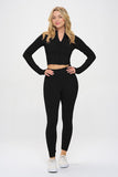 Seamless Ribbed Tracksuit Zip-up Two-Piece Set- 5 Colors