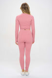 Seamless Ribbed Tracksuit Zip-up Two-Piece Set- 5 Colors