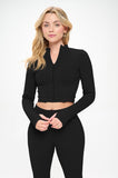Seamless Ribbed Tracksuit Zip-up Two-Piece Set- 5 Colors