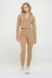 Seamless Ribbed Tracksuit Zip-up Two-Piece Set- 5 Colors