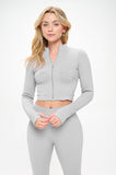 Seamless Ribbed Tracksuit Zip-up Two-Piece Set- 5 Colors