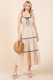 Piping Detailed Midi Sundress