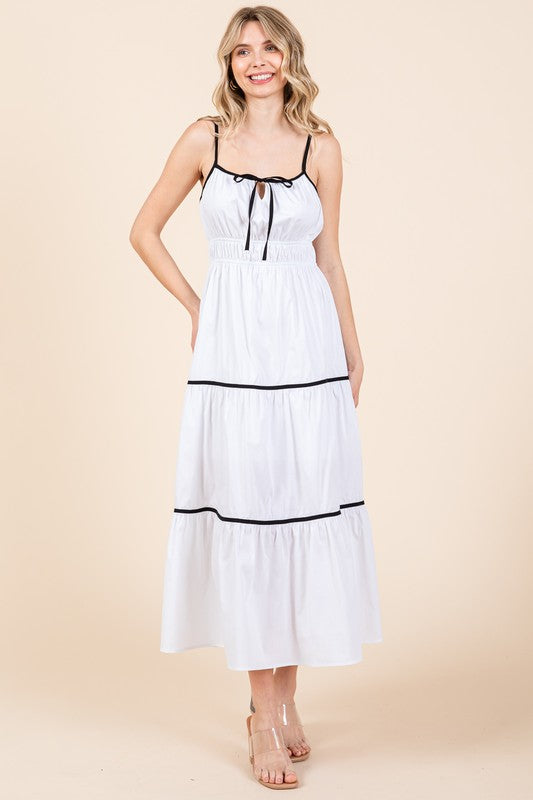 Plus Size Piping Detailed Midi Sundress