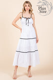 Plus Size Piping Detailed Midi Sundress