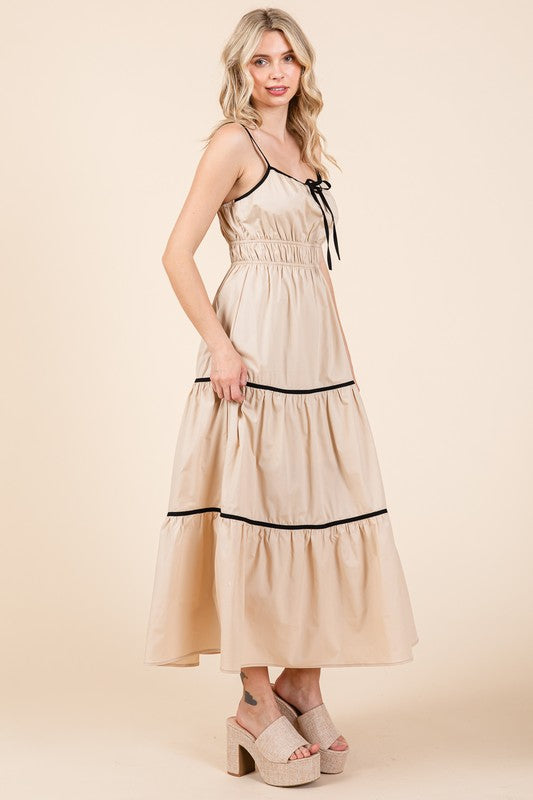 Plus Size Piping Detailed Midi Sundress