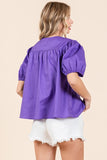 Plus Size Piping Detail Babydoll Top-2 Colors