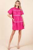 Plus Sizing Piping Detailed Babydoll Mini Dress