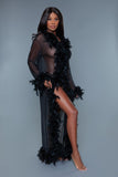 Glamour Boa Feather Trim Robe- 12 Colors