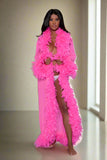 Glamour Boa Feather Trim Robe- 12 Colors