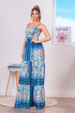 Blue Multi Satin Tiered Maxi Dress (Pre-Order)