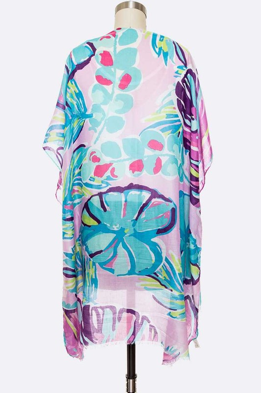 Tropical Floral Print Light Weight Kimono Cardigan- 2 Colors
