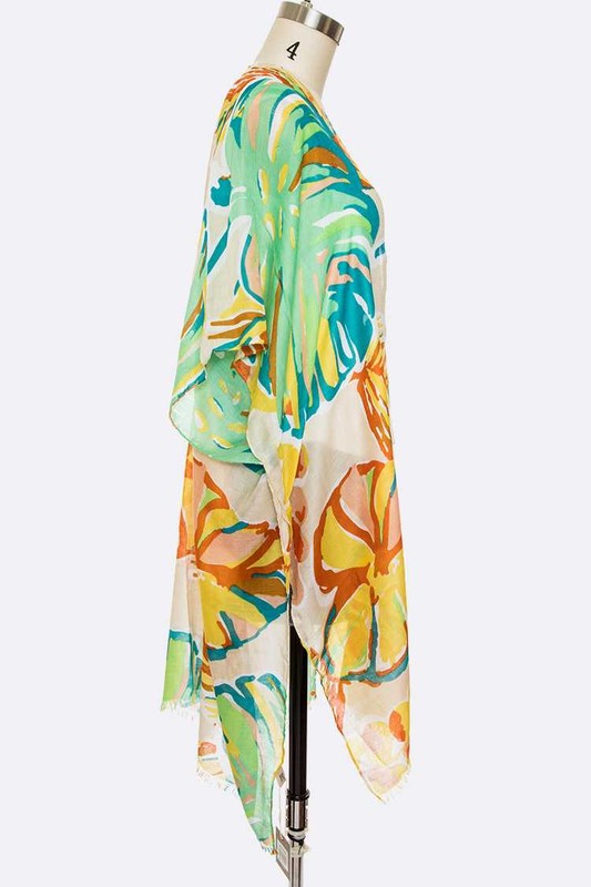 Tropical Floral Print Light Weight Kimono Cardigan- 2 Colors