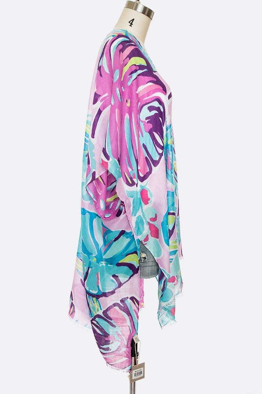 Tropical Floral Print Light Weight Kimono Cardigan- 2 Colors