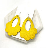 Yellow Flourish Flower Leather Earrings