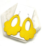 Yellow Flourish Flower Leather Earrings