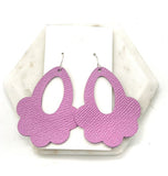 Lilac Purple Flourish Flower Leather Earrings