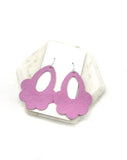 Lilac Purple Flourish Flower Leather Earrings