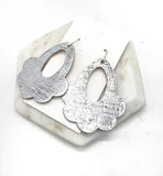 Silver Flourish Flower Corkleather Earrings