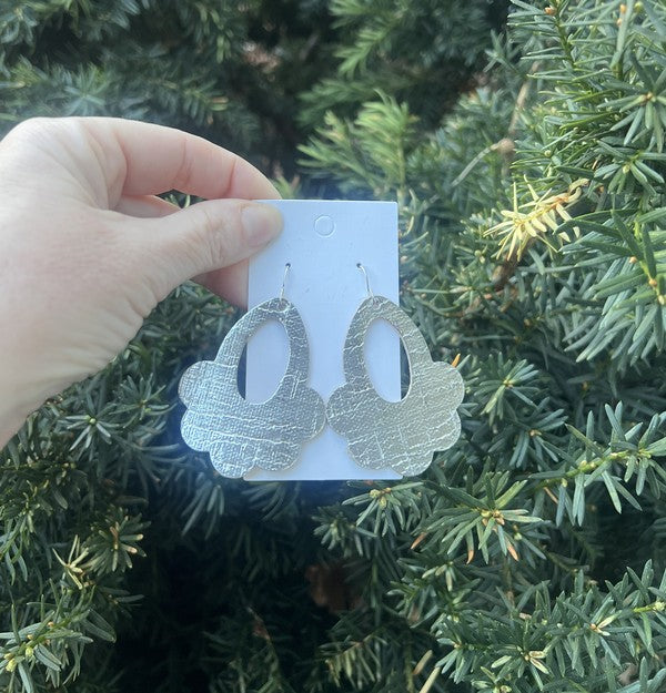 Silver Flourish Flower Corkleather Earrings