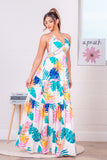 Tropical Tiered Halter Maxi Dress (Pre-Order)