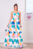 Tropical Tiered Halter Maxi Dress (Pre-Order)