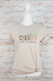 Colorful "Created with Purpose" Graphic Tee-4 Colors