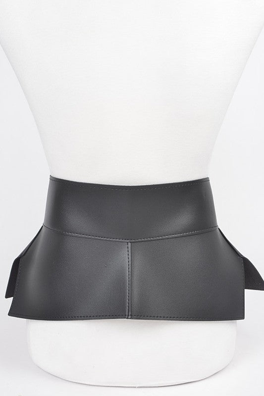 Chain Accent Faux Leather Skirt Belt- 3 Colors