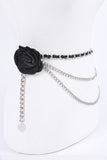 Plus Size Satin Flower Iconic Chain Belt-2 Colors