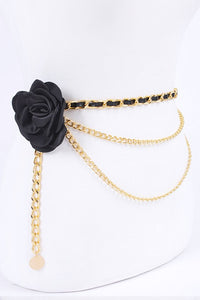 Satin Flower Iconic Layered Chain Belt- 3 Colors