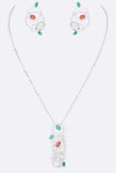 Cubic Zirconia Iconic Necklace Earrings Set